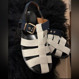 Marni Blue & White Strappy Fisherman's Sandals Size 39.5